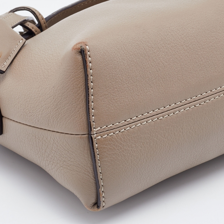 Pre Owned Fendi Grey Leather Mini By The Way Shoulder Bag