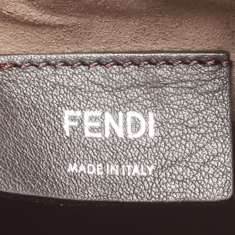 Pre Owned Fendi Brown/Black Zucca Leather Mini Mon Tresor Drawstring Bucket Bag