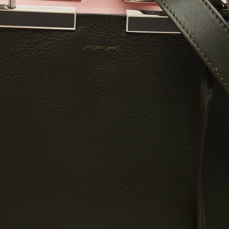 Pre Owned Fendi Dark Green Leather Medium 3Jours Tote