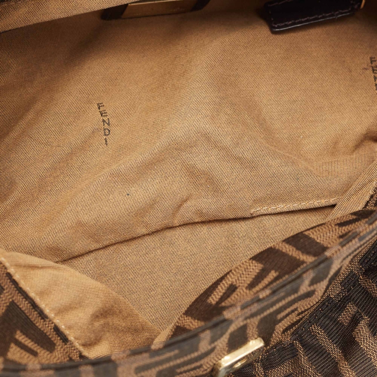 Pre Owned Fendi Tobacco Zucca Canvas and Leather Borsa Chef Shoulder Bag