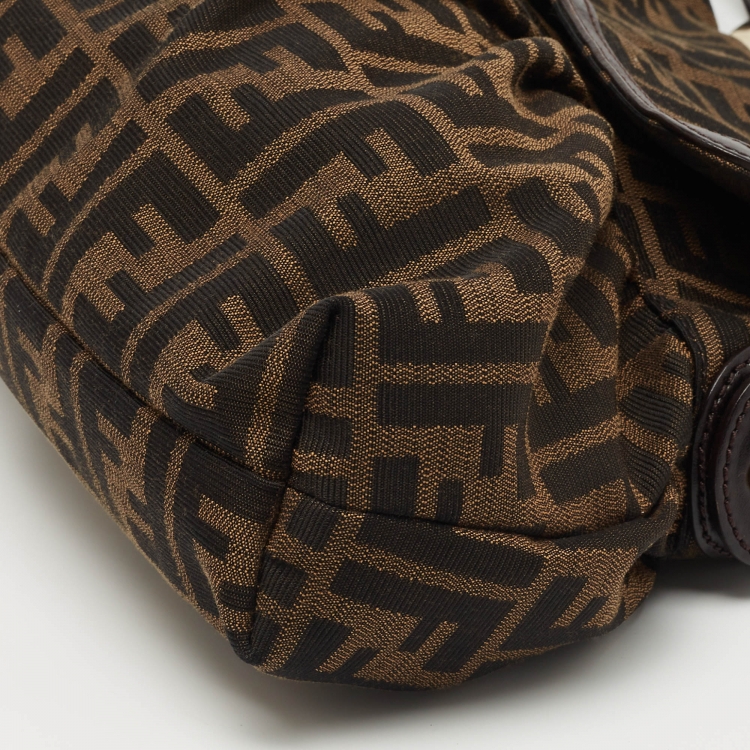 Pre Owned Fendi Tobacco Zucca Canvas and Leather Borsa Chef Shoulder Bag