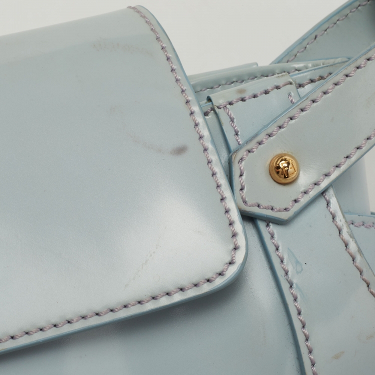 Pre Owned Fendi Light Blue Glossy Leather Compilation Hobo