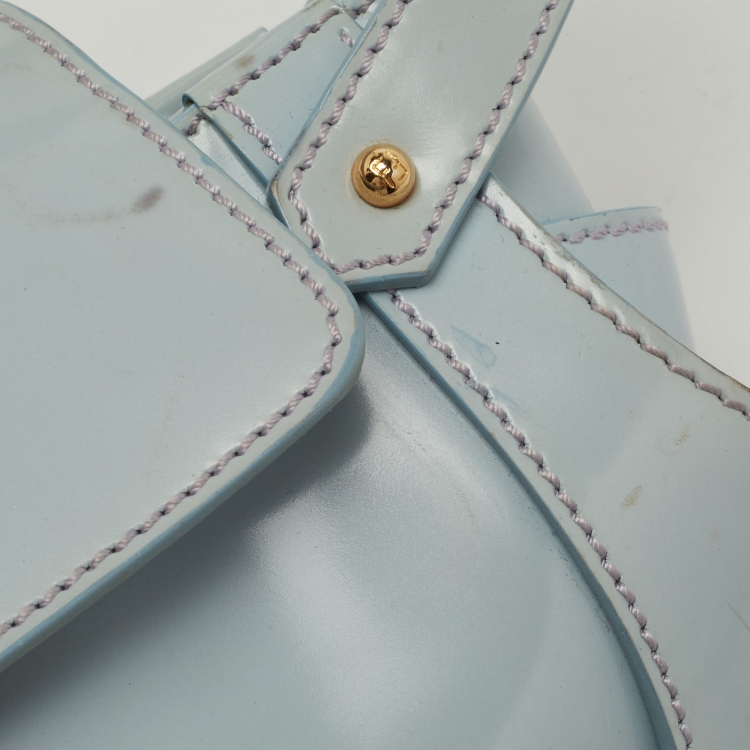 Pre Owned Fendi Light Blue Glossy Leather Compilation Hobo