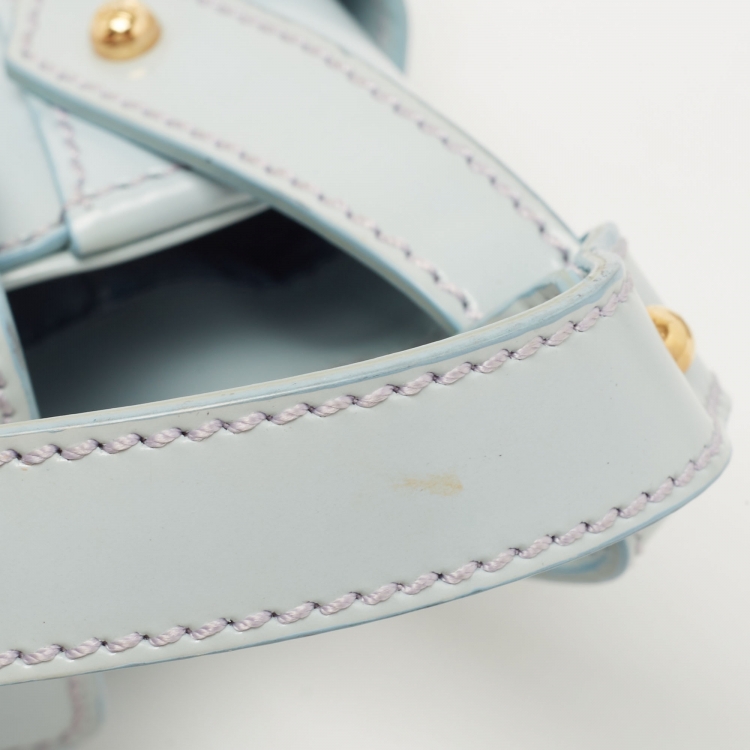 Pre Owned Fendi Light Blue Glossy Leather Compilation Hobo