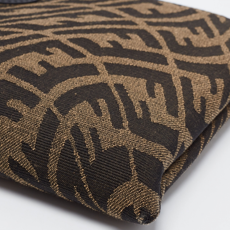 Pre Owned Fendi Tobacco Zucca Canvas Zip Pouch