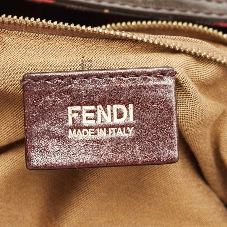 مملوكة مسبقًا Fendi Brown Zucca Floral Print Canvas and Leather Chef Shoulder Bag