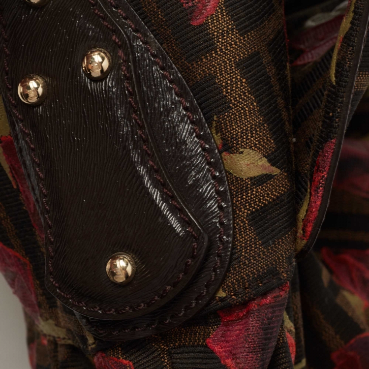 مملوكة مسبقًا Fendi Brown Zucca Floral Print Canvas and Leather Chef Shoulder Bag