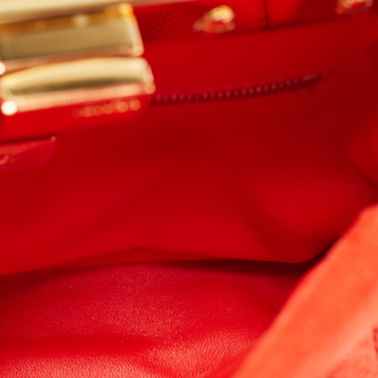 Pre Owned Fendi Orange Suede XS Peekaboo Top Handle Bag