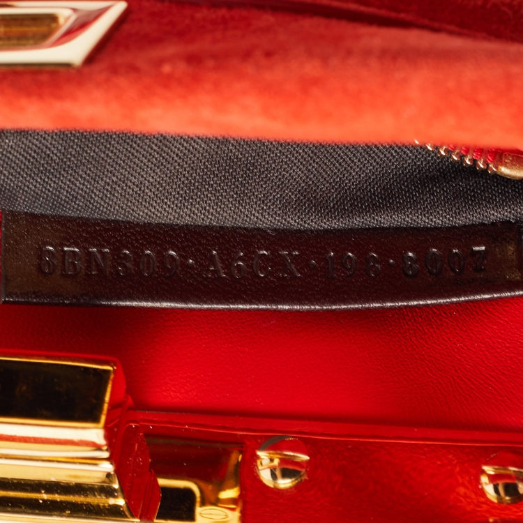 Pre Owned Fendi Orange Suede XS Peekaboo Top Handle Bag