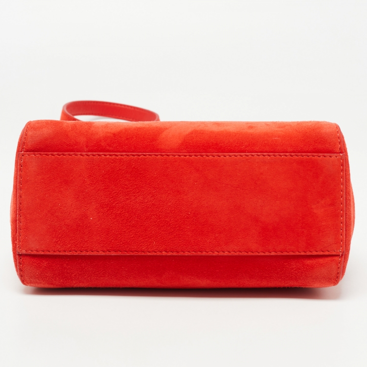Pre Owned Fendi Orange Suede XS Peekaboo Top Handle Bag