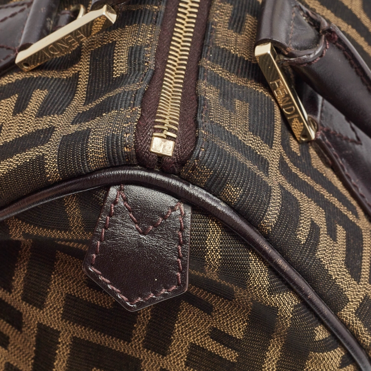 مملوكة مسبقًا Fendi Dark Brown/Tobacco Zucca Canvas Medium Boston Bag