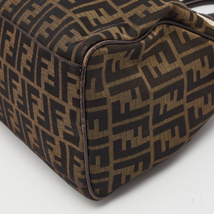 مملوكة مسبقًا Fendi Dark Brown/Tobacco Zucca Canvas Medium Boston Bag