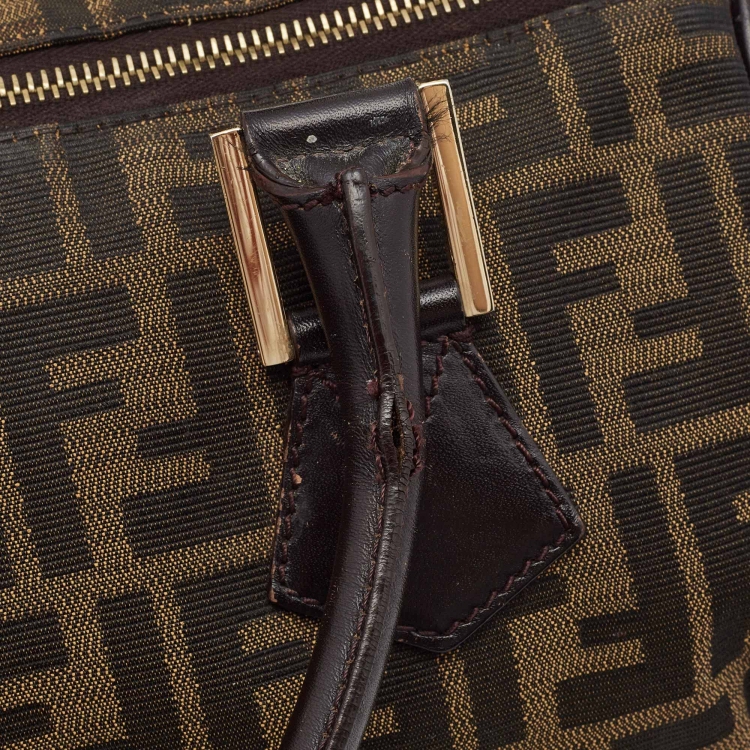 مملوكة مسبقًا Fendi Dark Brown/Tobacco Zucca Canvas Medium Boston Bag