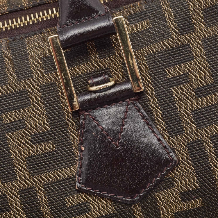 مملوكة مسبقًا Fendi Dark Brown/Tobacco Zucca Canvas Medium Boston Bag