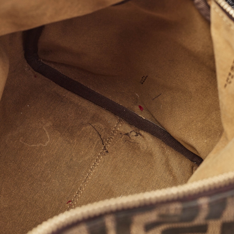 مملوكة مسبقًا Fendi Dark Brown/Tobacco Zucca Canvas Medium Boston Bag