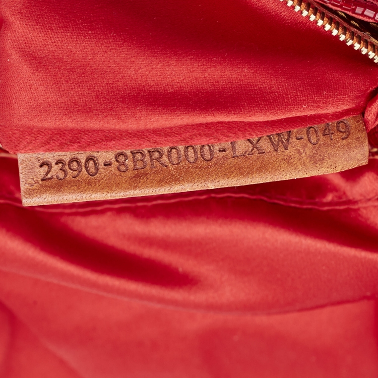 Pre Owned Fendi Red/Orange Beads and Snakeskin Baguette Bag