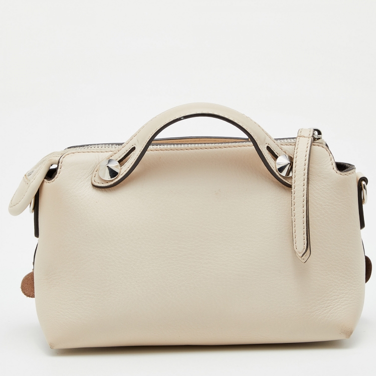Pre Owned Fendi Off White Leather Mini By The Way Flowerland Crossbody Bag