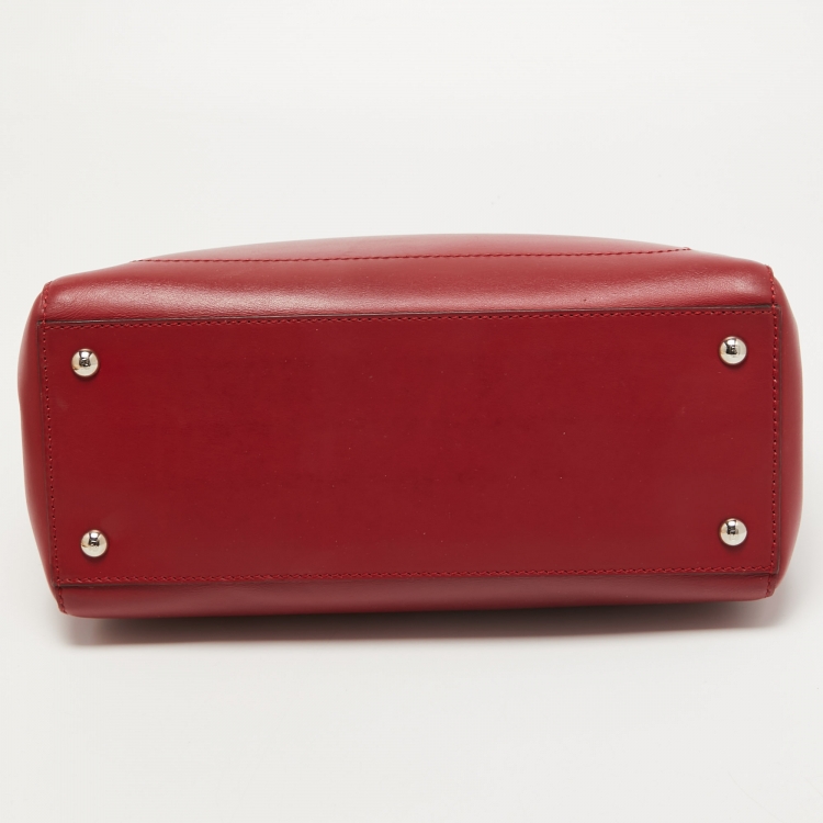 Pre Owned Fendi Red Leather Dotcom Top Handle Bag