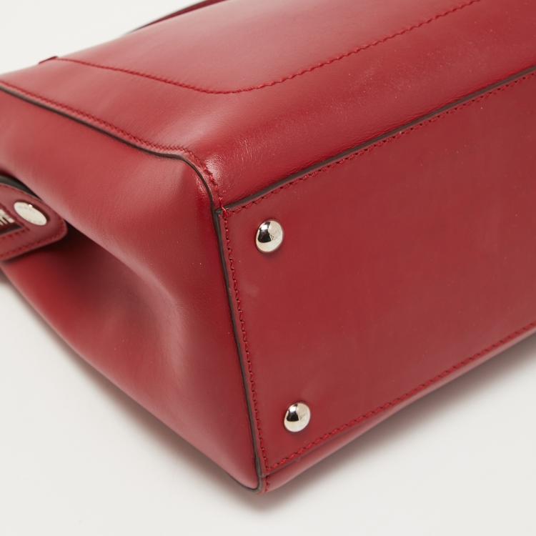 Pre Owned Fendi Red Leather Dotcom Top Handle Bag