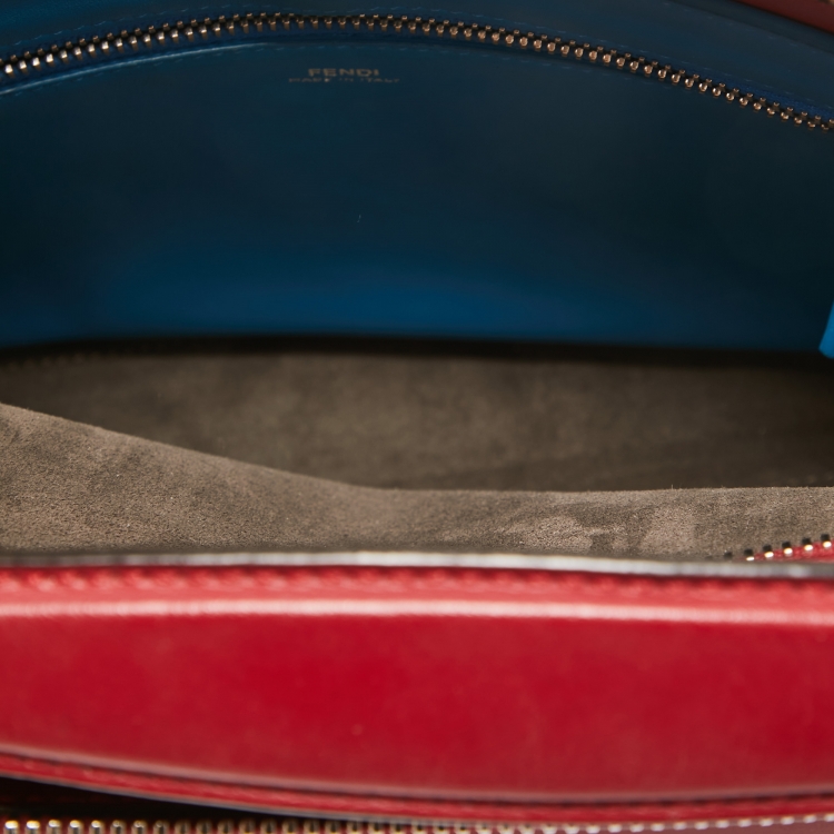 Pre Owned Fendi Red Leather Dotcom Top Handle Bag