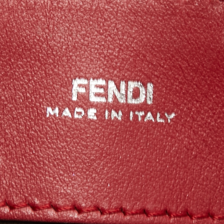 Pre Owned Fendi Red Leather Dotcom Top Handle Bag