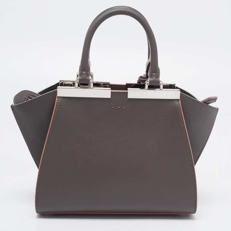 Pre Owned  Fendi Dark Grey/Multicolor Trims Leather Mini 3Jours Tote
