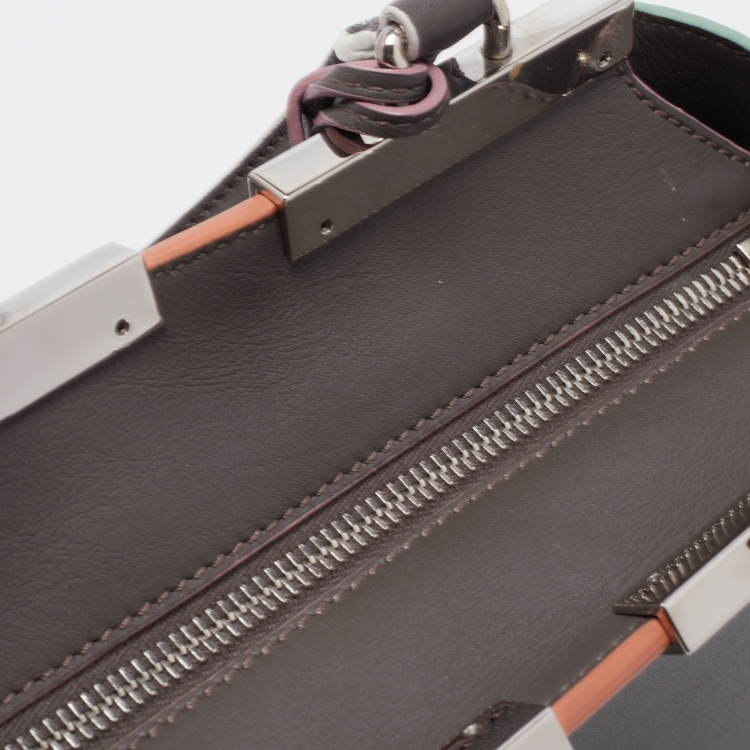 Pre Owned  Fendi Dark Grey/Multicolor Trims Leather Mini 3Jours Tote