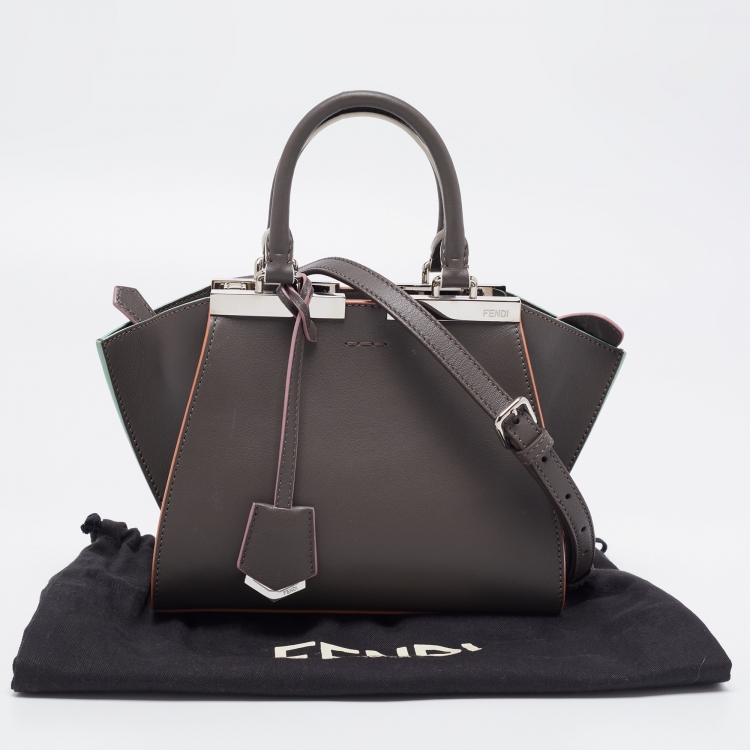 Pre Owned  Fendi Dark Grey/Multicolor Trims Leather Mini 3Jours Tote