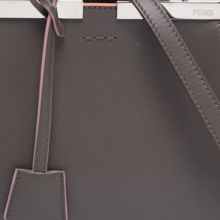 Pre Owned  Fendi Dark Grey/Multicolor Trims Leather Mini 3Jours Tote