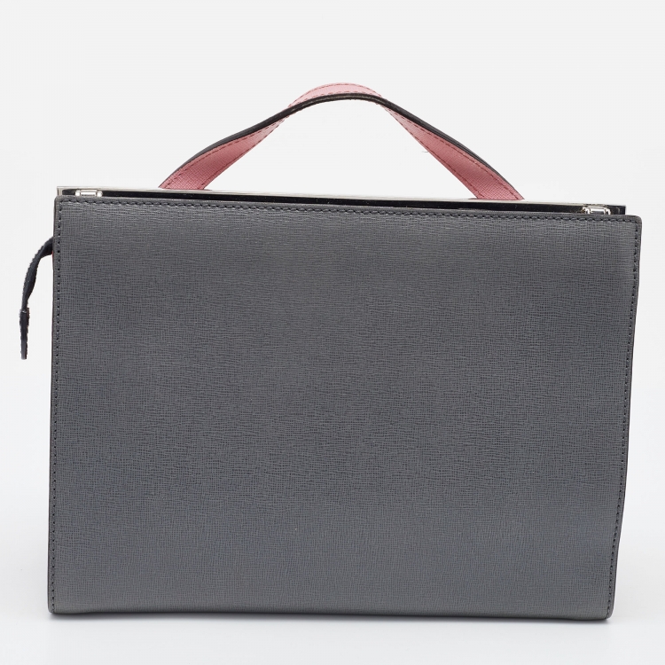 Pre Owned Fendi Tri Color Leather Small Demi Jour Top Handle Bag
