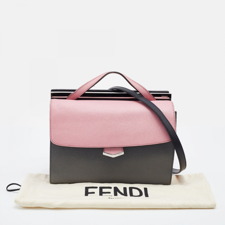 Pre Owned Fendi Tri Color Leather Small Demi Jour Top Handle Bag