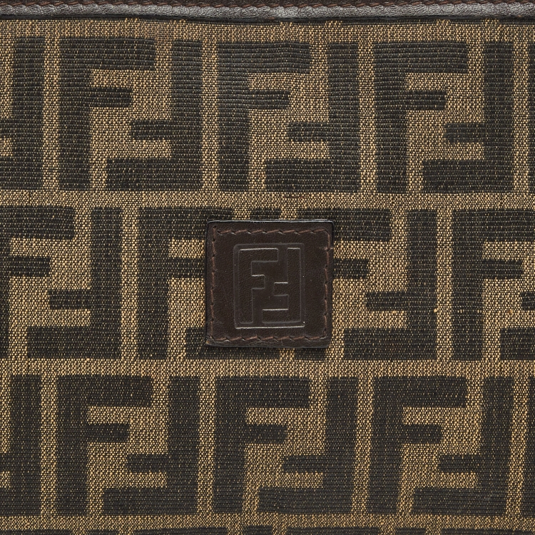 Pre Owned Fendi Dark Brown/Tobacco Zucca Canvas Vintage Cosmetic Pouch