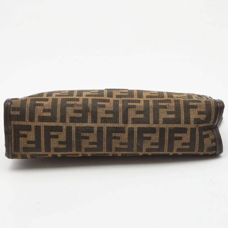 Pre Owned Fendi Dark Brown/Tobacco Zucca Canvas Vintage Cosmetic Pouch