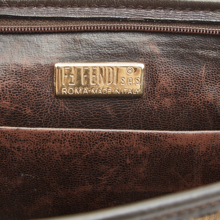 Pre Owned Fendi Dark Brown/Tobacco Zucca Canvas Vintage Cosmetic Pouch