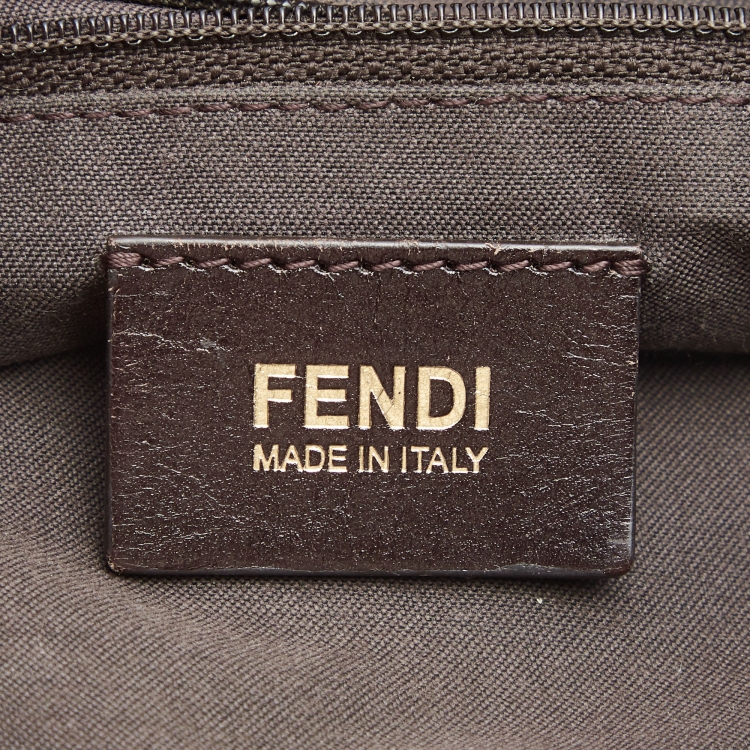 Pre Owned Fendi Tobacco Zucca Canvas and Patent Leather Mia Flap Bag