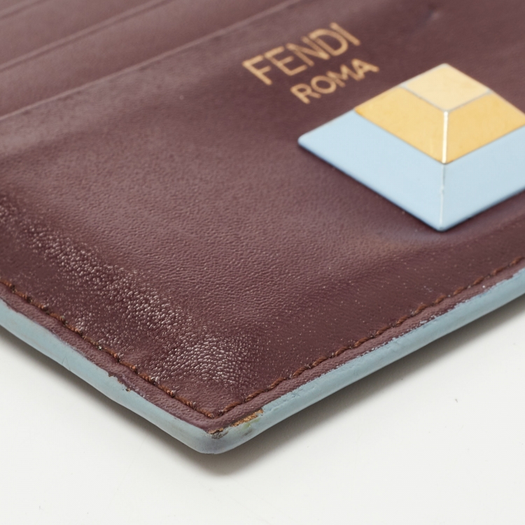 Pre Owned Fendi Multicolor Leather Rainbow Stud Card Holder