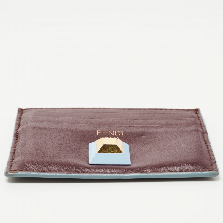Pre Owned Fendi Multicolor Leather Rainbow Stud Card Holder