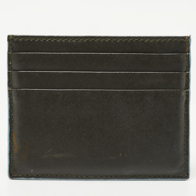 Pre Owned Fendi Multicolor Leather Rainbow Stud Card Holder