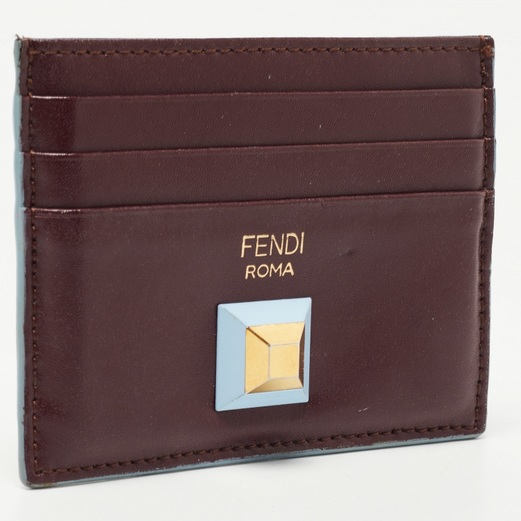 Pre Owned Fendi Multicolor Leather Rainbow Stud Card Holder