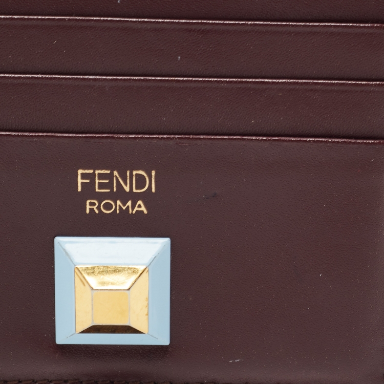 Pre Owned Fendi Multicolor Leather Rainbow Stud Card Holder
