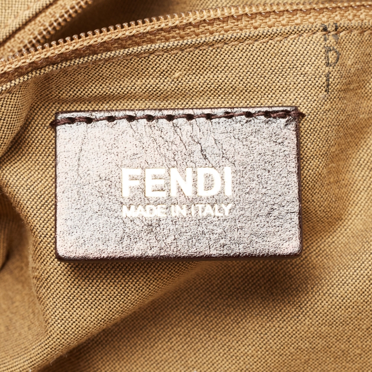 Pre Owned Fendi Tobacco Zucca Canvas and Leather Borsa Chef Tote