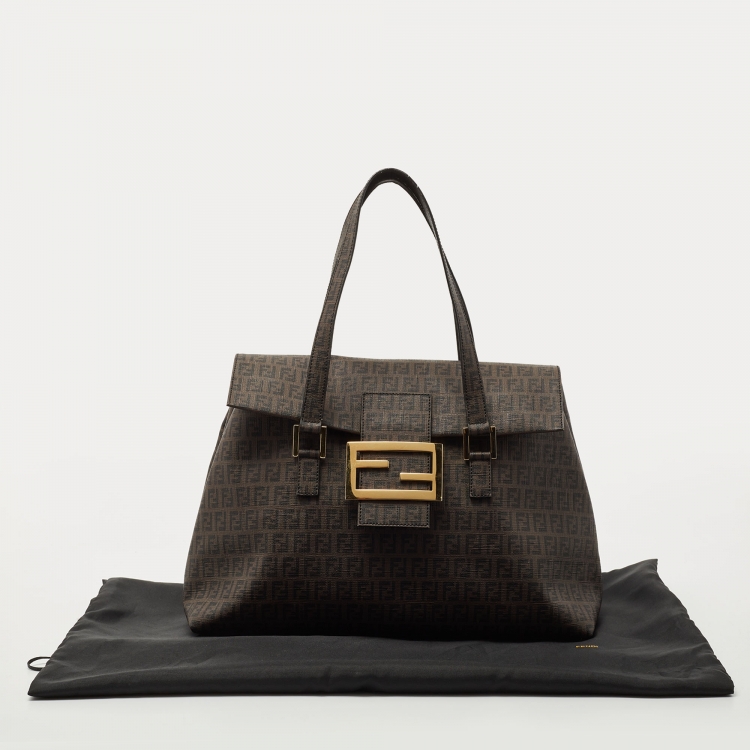 Pre Owned Fendi Brown Zucca Canvas Large Forever Tote