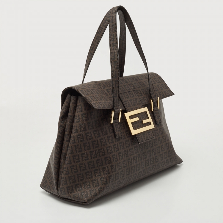 Pre Owned Fendi Brown Zucca Canvas Large Forever Tote