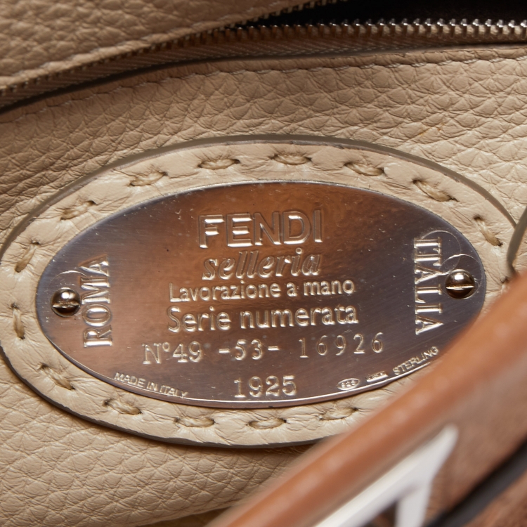 Pre Owned Fendi Brown Selleria Leather Mini Peekaboo Top Handle Bag