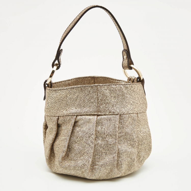 Pre Owned Fendi Gold Speckled Leather Mini Chef Bag