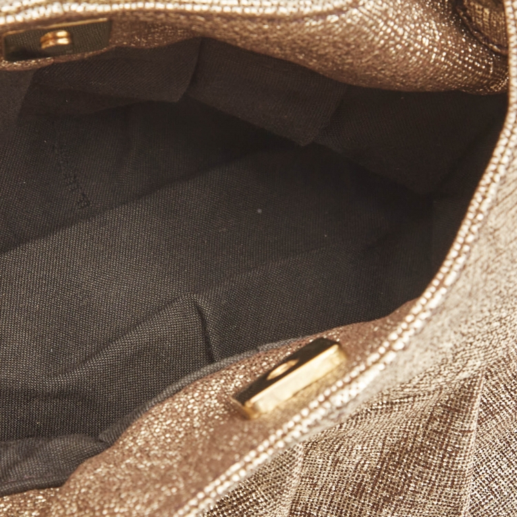 Pre Owned Fendi Gold Speckled Leather Mini Chef Bag