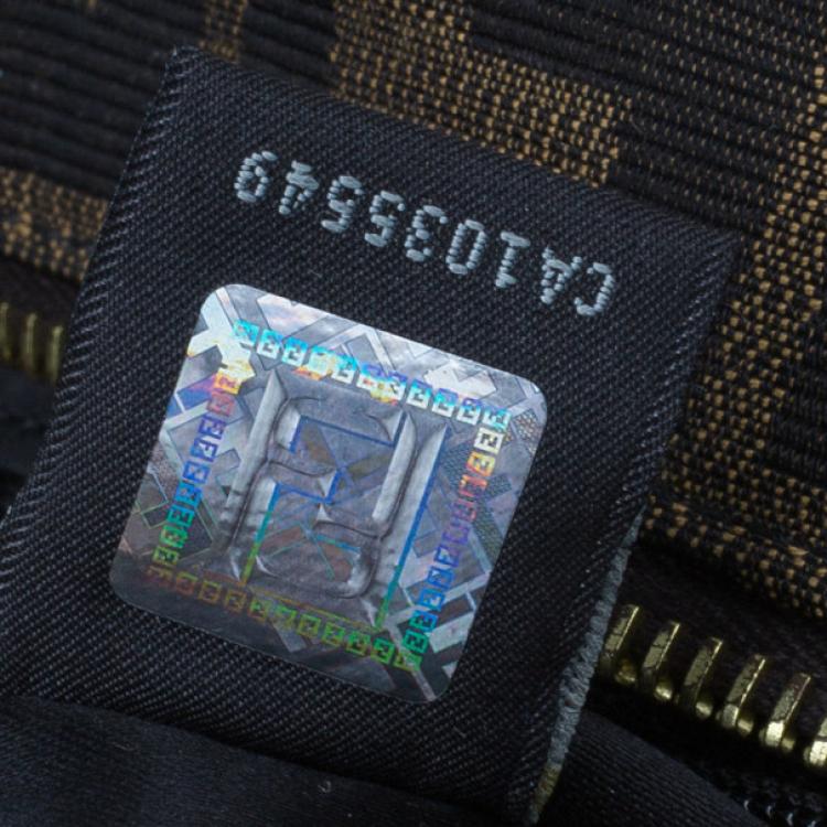 Pre Owned Fendi Brown Zucca Canvas Zebra Print Tote