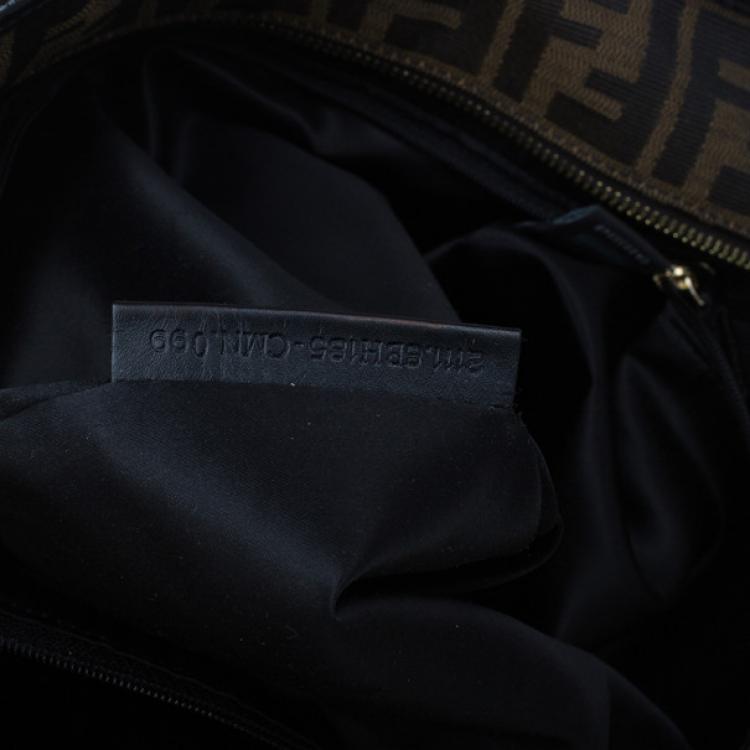 Pre Owned Fendi Brown Zucca Canvas Zebra Print Tote