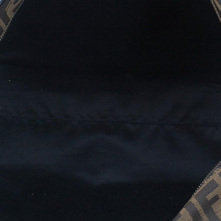 Pre Owned Fendi Brown Zucca Canvas Zebra Print Tote