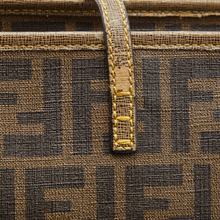 Pre Owned Fendi Brown Zucca Coated Canvas and Leather Roll Tote